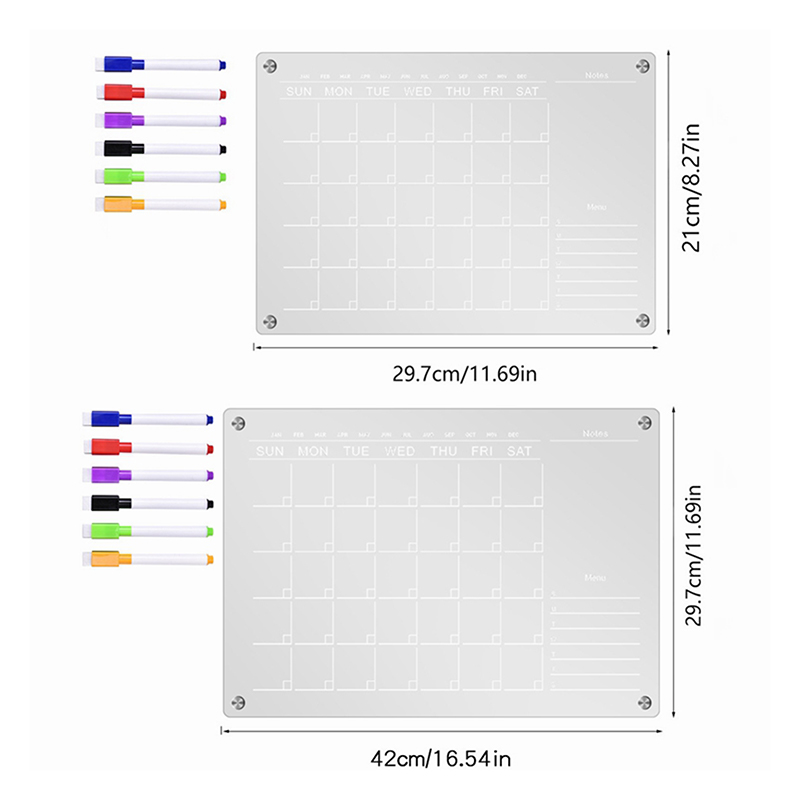 Dry Erase Weekly - Прозрачная акриловая магнитная наклейка на холодильник,